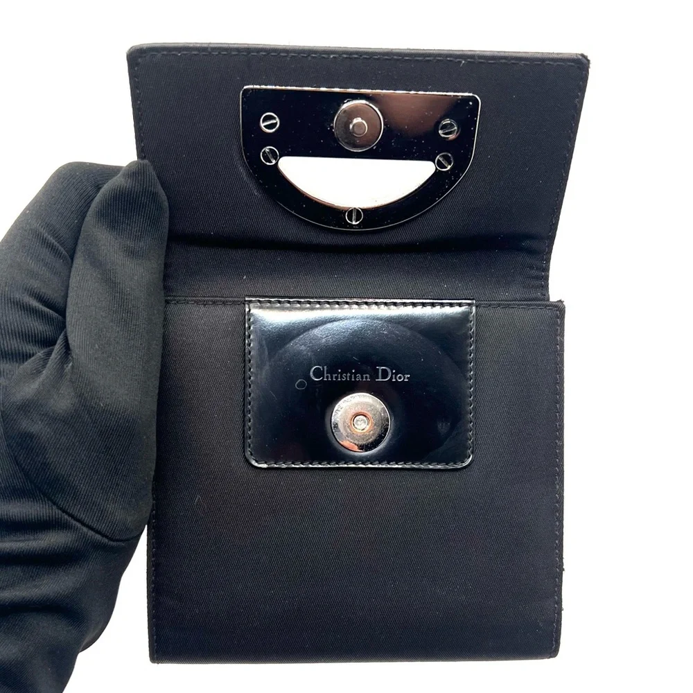Authentic CHRISTIAN DIOR Black Compact Nylon Trifold Wallet